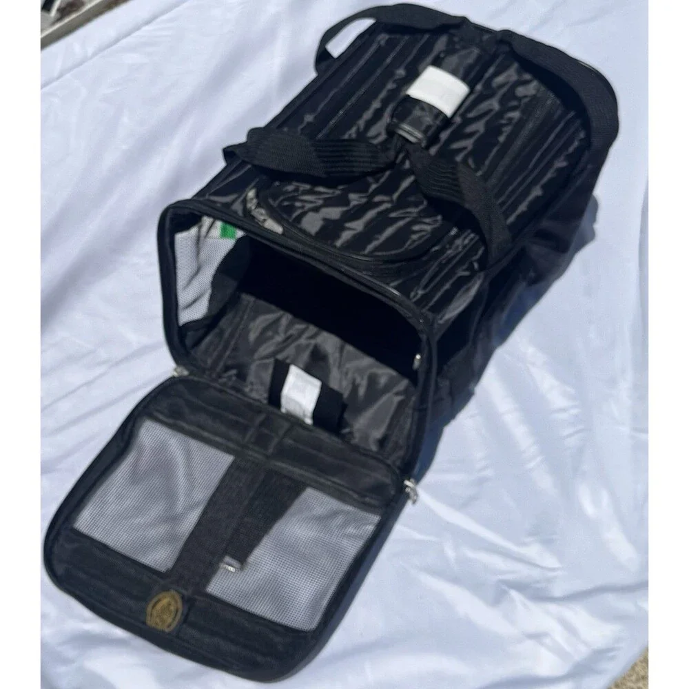 Original Deluxe Black Fabric Pet Carrier Bag Mesh Panels Strap